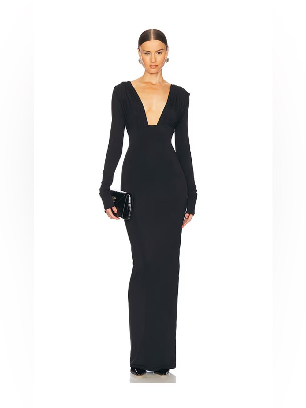 Helsa Jersey Deep V Maxi Dress